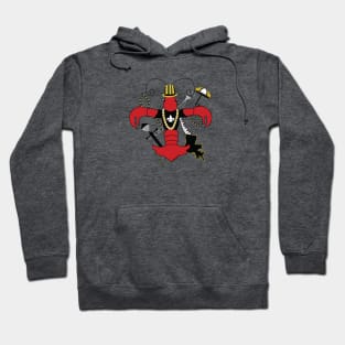 New Orleans Red Louisiana Crawfish Fleur de Lis Hoodie